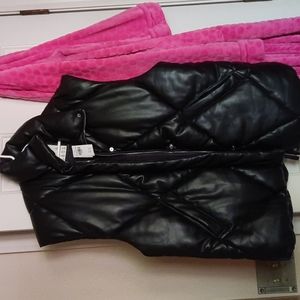 Abercrombie faux leather puffer vest